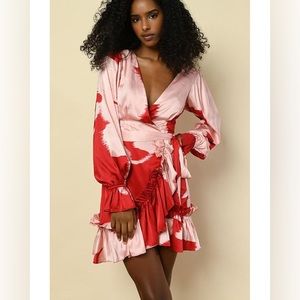 Hutch Red and Pink Wrap Dress